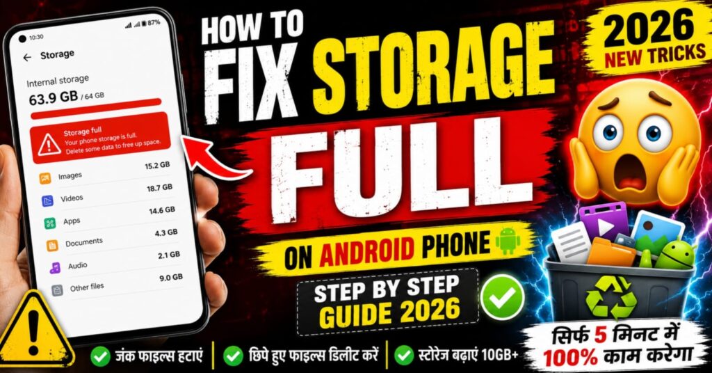 How to Fix Storage Full Problem on Android Phone, Step by Step Guide 2026 in Hindi